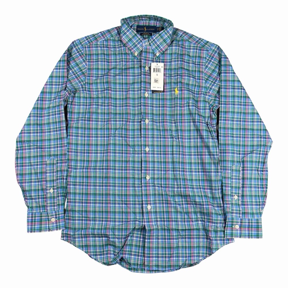 Polo Ralph Lauren Shirt Mens Sz S Multicolor Plaid Classic Fit Button Down NWT